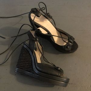 Balenciaga Black Wedge Sandals